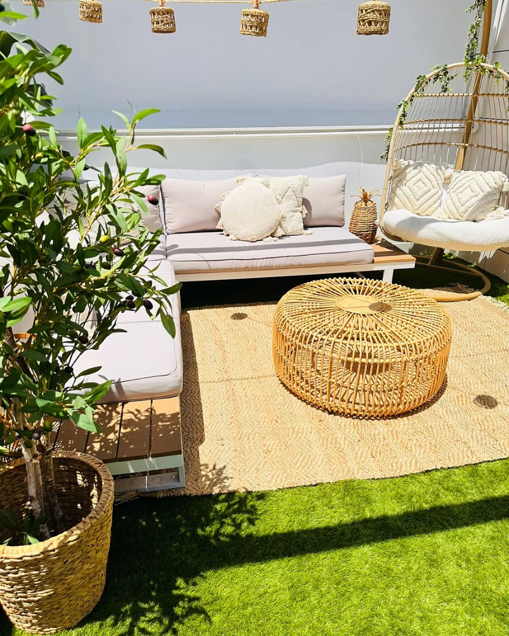 Garden Coffee Table RANDAZZO 85 cm 85 cm Rattan Light Brown_875922