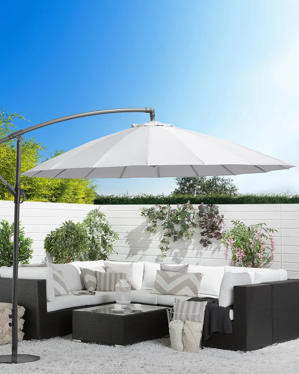 Cantilever Parasol 268 cm CALABRIA II Light Grey