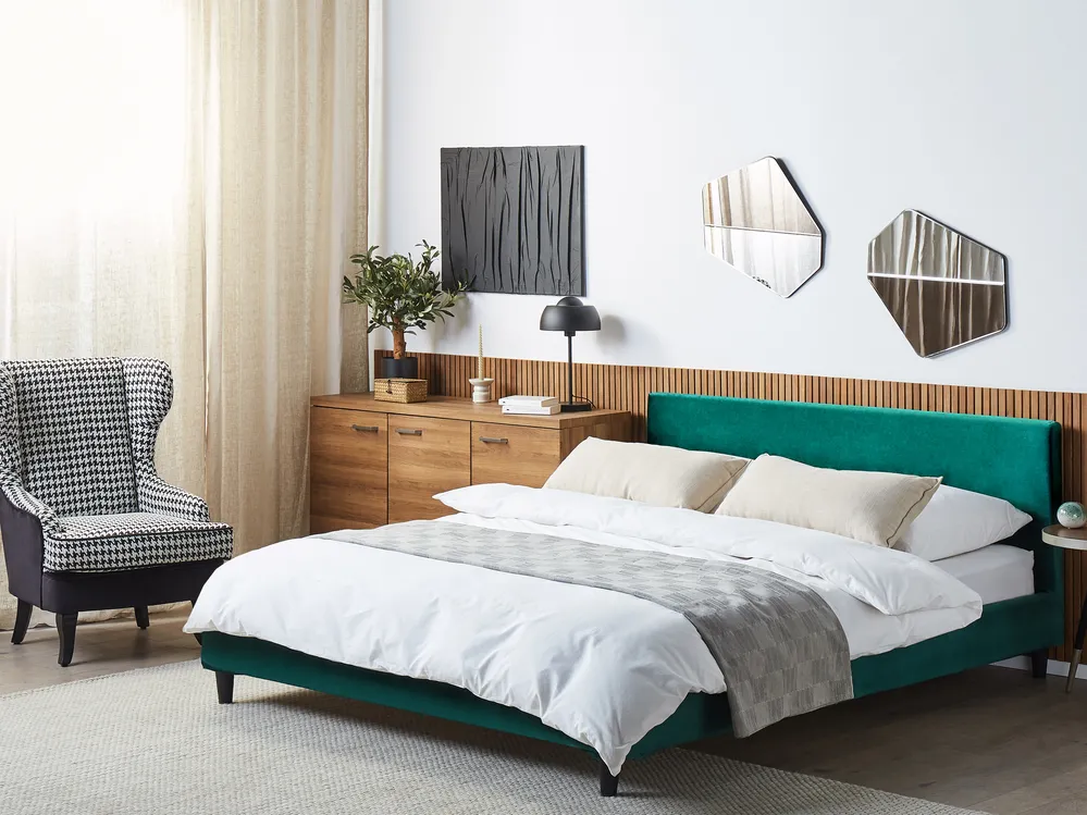 Bed Velvet FITOU 180 x 200 cm (EU Super King) Dark Green