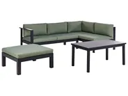 Garden Corner Sofa with Table 5 Seater MESSINA Metal Green Left Hand_929480