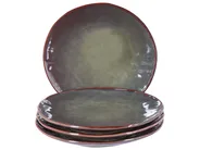 Set of 4 Dinner Plates THYME Stoneware Dark Green_957283