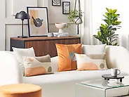 Set med 2 prydnadskuddar MELAMPODIUM 30 x 50 cm Flerfärgad Abstrakt tryck_1183349