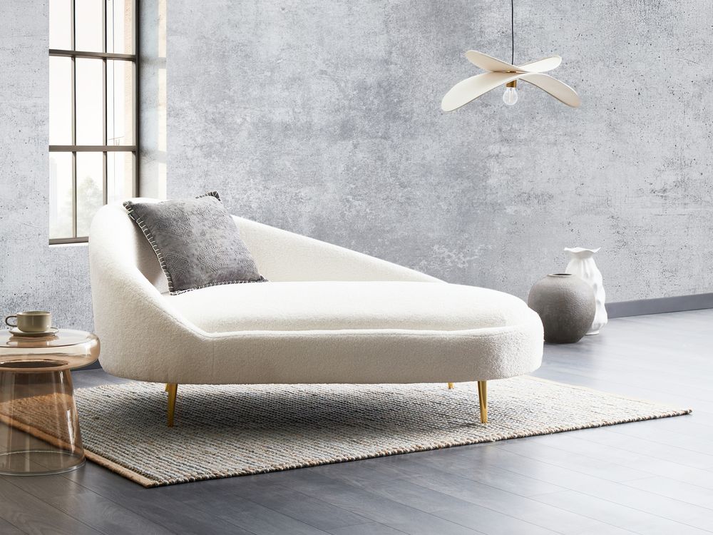 Venstrevendt sjeselong VALREAS Bouclé Off white