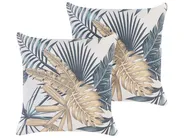 Set of 2 Decorative Cushions TAGETES 45 x 45 cm Multicolour Plant Pattern_810784