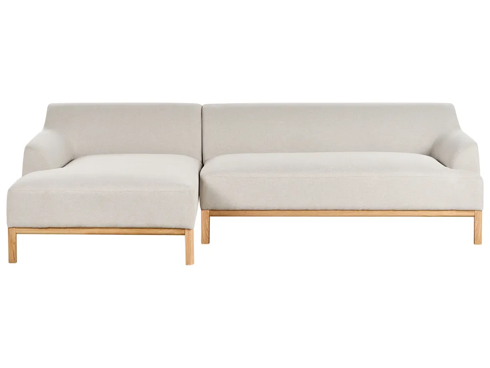 Corner Sofa 3 Seater SOSJO Fabric Light Beige Right Hand
