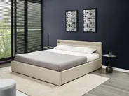 Ottoman Bed with LED ARMELLE Fabric Beige 180 x 200 cm (EU Super King)_998431