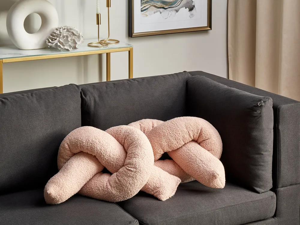 Set of 2 Decorative Cushions GLADIOLUS 172 x 14 cm Boucle Pink Solid_1079107