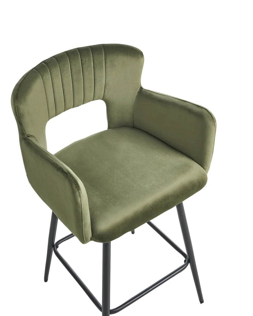 Set of 2 Bar Chairs SANILAC Velvet Olive Green_1019493