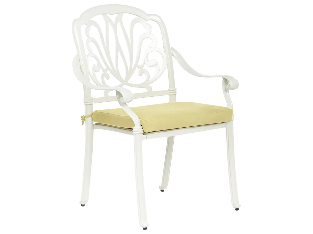 Garden Dining Set 4 Seater ANCONA with Cushions Metal Off-White_1004965