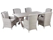 Garden Dining Set 6 Seater CASCAIS with Cushions PE Rattan Beige_917768