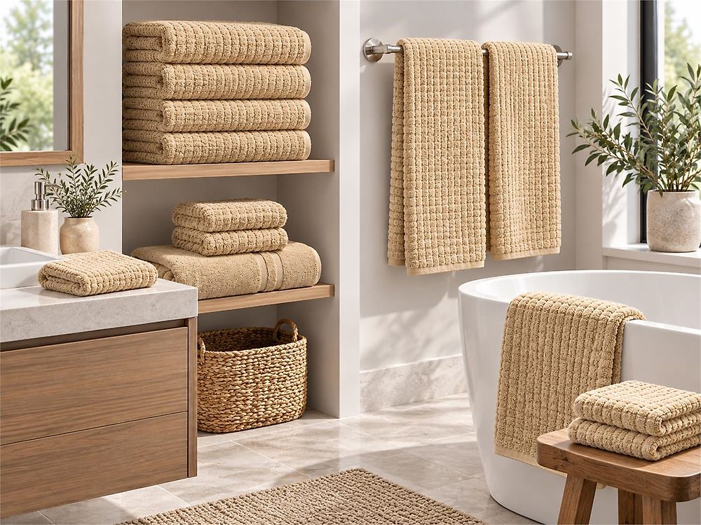 Set med 11 handdukar ATAI Bomull Beige