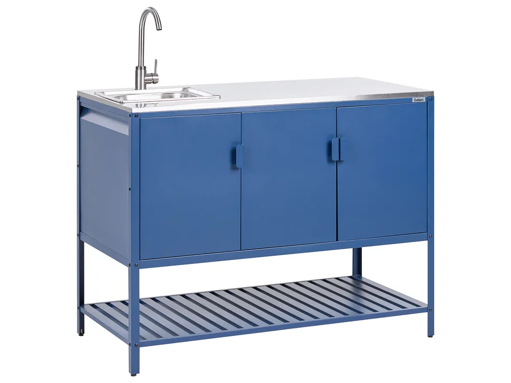 2 Piece Outdoor Kitchen Set with Sink MAENZA Blue Metal_1044873