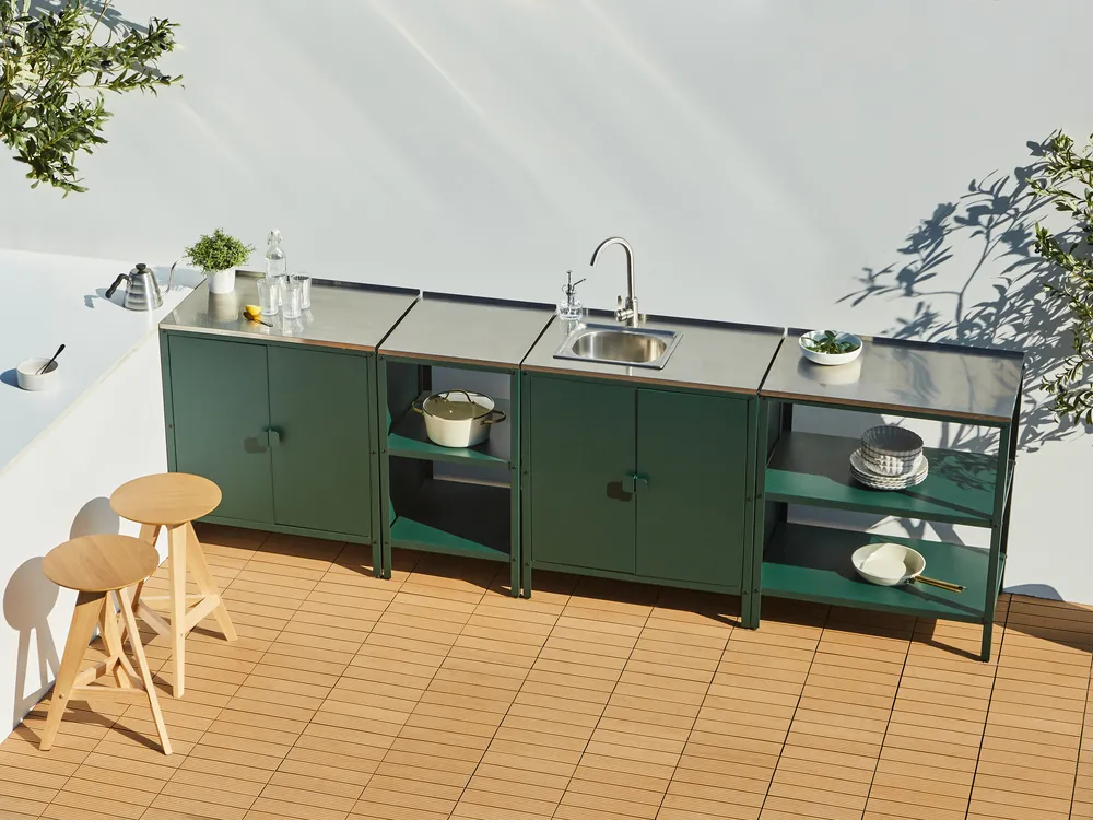 4 Piece Outdoor Kitchen Set with Sink VILAMA Green Metal