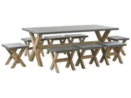 Garden Dining Set with Stools 8 Seater OLBIA Concrete Grey_771468