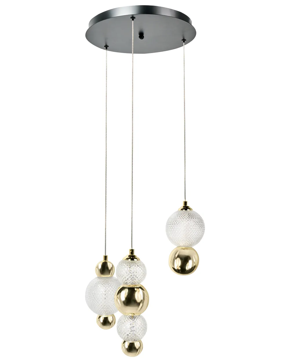3 Light Pendant Lamp SORA LED Glass Gold_1033958
