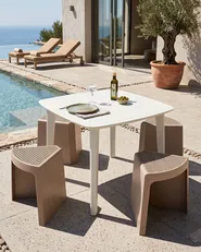 Set of 4 Garden Stools EVROS Beige_1069627