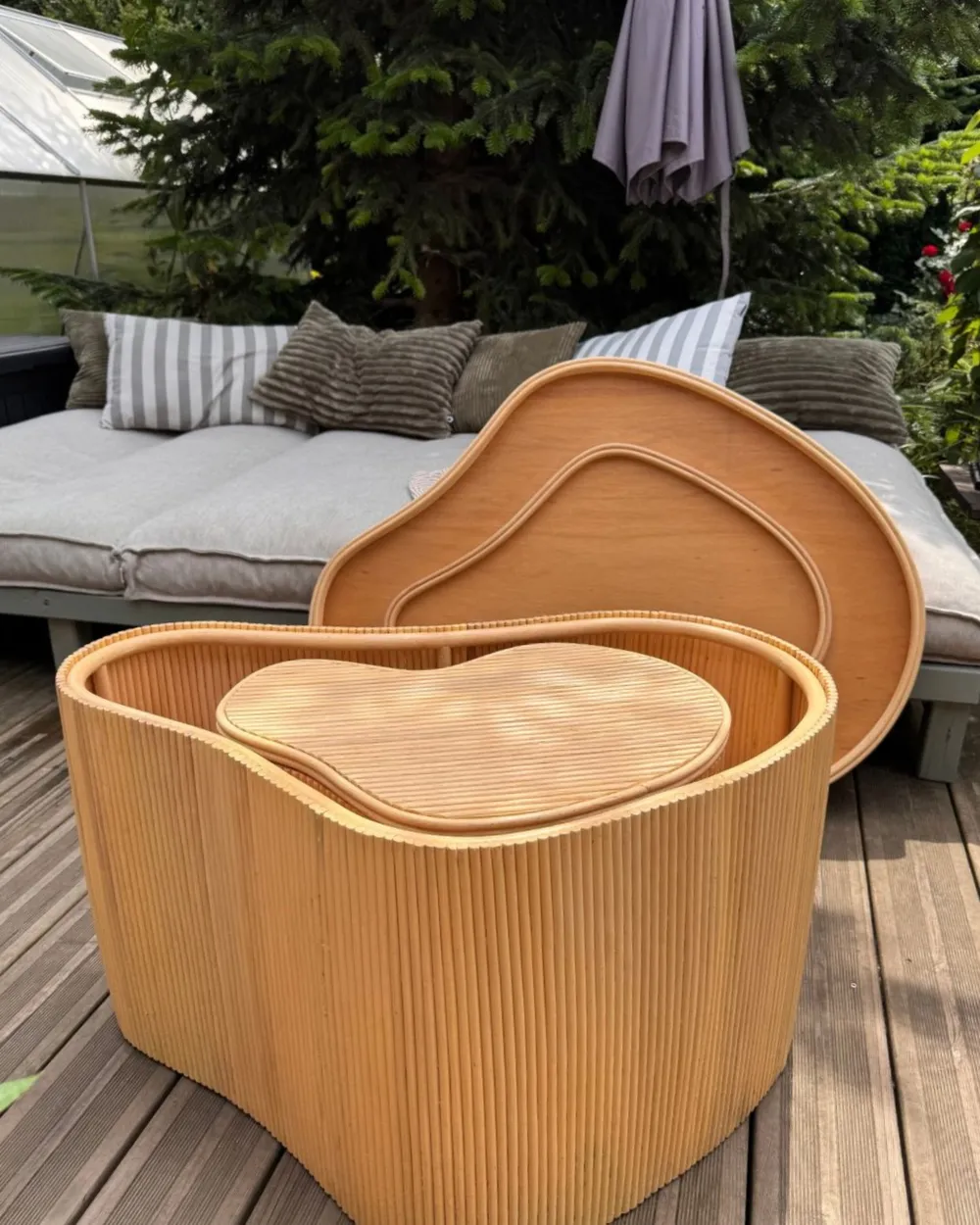Set of 2 Coffee Tables SALANTI with Storage Rattan Natural_1008897
