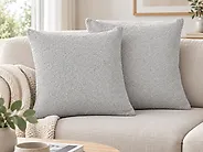 Set of 2 Decorative Cushions LEUZEA 45 x 45 cm Boucle Grey Solid_1178824