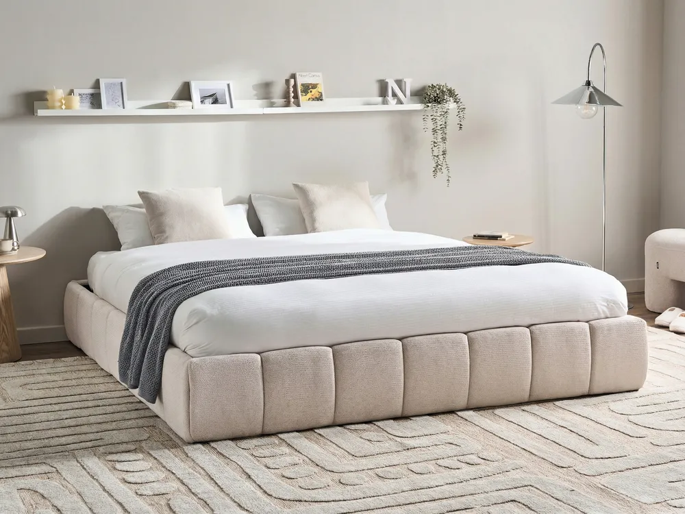 Ottoman Bed Light Beige GENAS Various Sizes