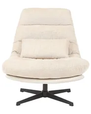 Swivel Armchair TOVIK with Footstool Chenille Light Beige_923360