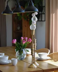 Set of 2 Candle Holders SALAMINA 63/49 cm Metal Gold_1005166