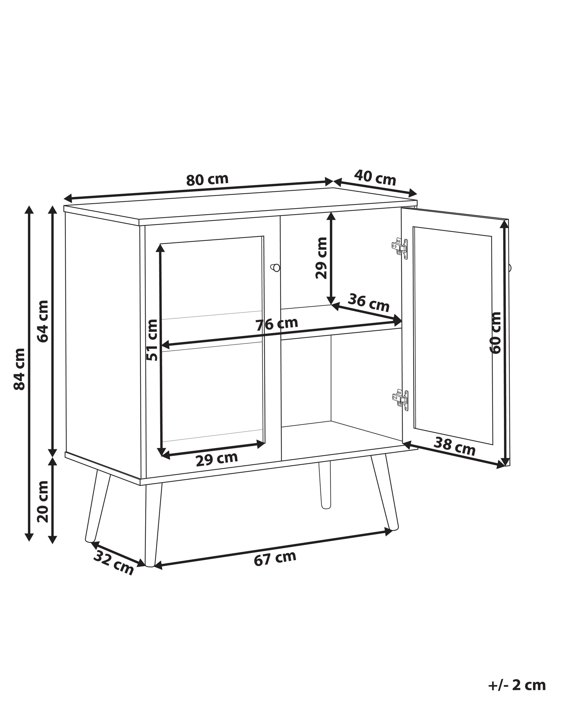Glass Display Sideboard ALBANY 80 cm Light Brown_963437