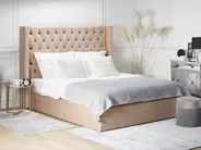 Ottoman Bed LUBBON Velvet Beige 160 x 200 cm (EU King Size)_772942
