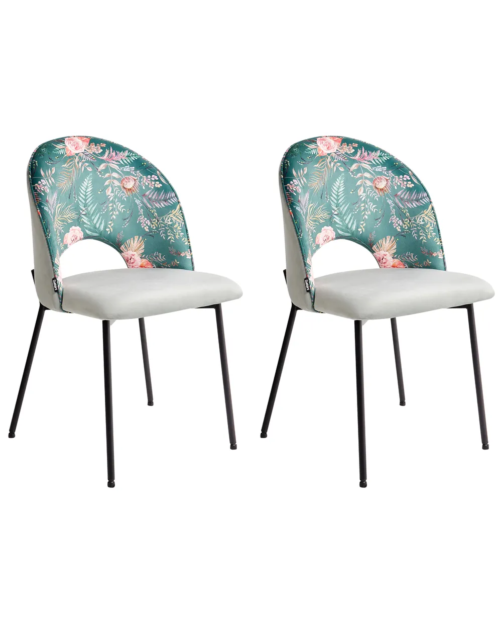Set of 2 Dining Chairs COVELO Velvet Mint Green