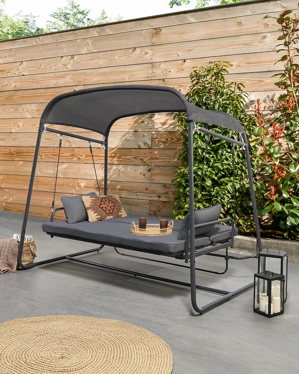 Patio Swing MARSCIANO Metal Dark Grey_961266