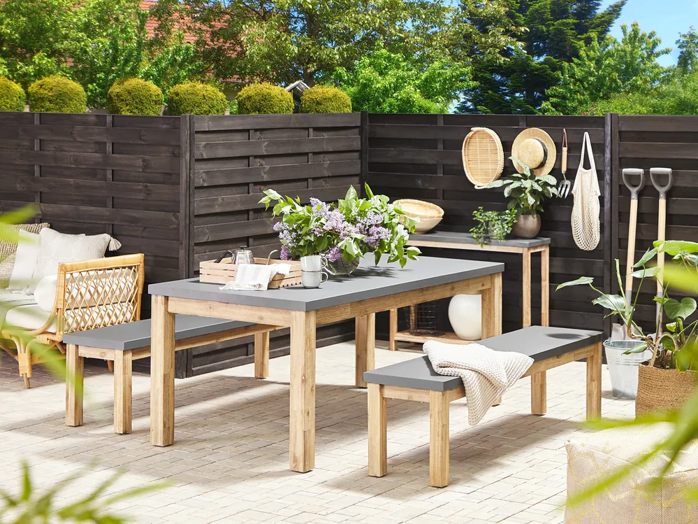 Garden Dining Table OSTUNI 180 cm 90 cm Concrete Grey