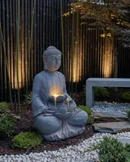 Garden Water Feature LED URLANTE Buddha Grey_1064130