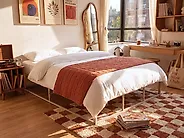 Bed without Headboard Metal VIRY 180 x 200 cm (EU Super King) Light Beige_1174080