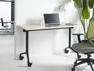 Foldable Office Desk CAVI 120 cm 60 cm with Wheels Light Brown_922252