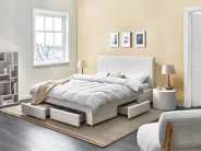 Bed with Storage Drawers SOUTRIN Boucle Off-White 160 x 200 cm (EU King Size)_993469