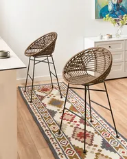 Set of 2 Bar Chairs WINDOM Rattan Brown_1086625
