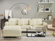 Corner Sofa 4 Seater OSLO with Ottoman Leather Light Beige Right Hand_285439