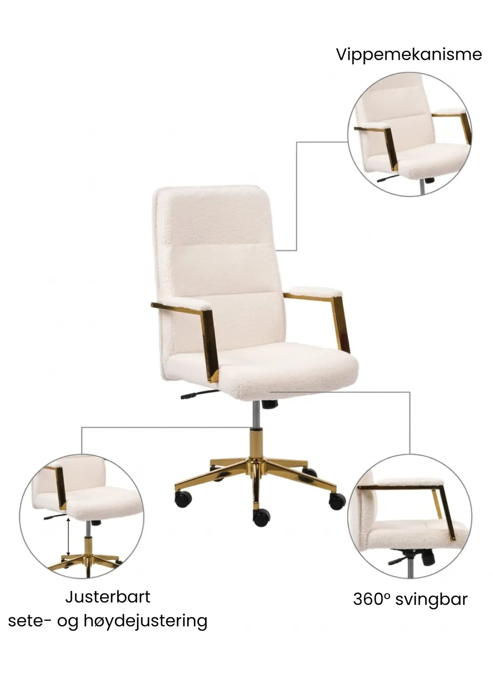 Arbeidsstol DEMURE Bouclé Off white_1063331