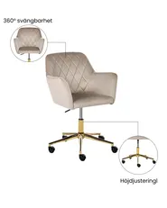 Skrivbordsstol LELORIA Sammet Taupe_1065439