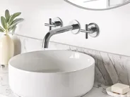 Wall Mounted Basin Mixer Tap KAIETEUR Brass Silver_986913