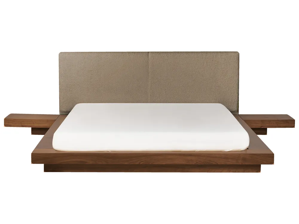 Sänky LED-valolla Buklee ZEN 160 x 200 cm Ruskea saarniviilu_1080009