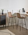 Set of 2 Bar Chairs CASSITA Rattan Brown