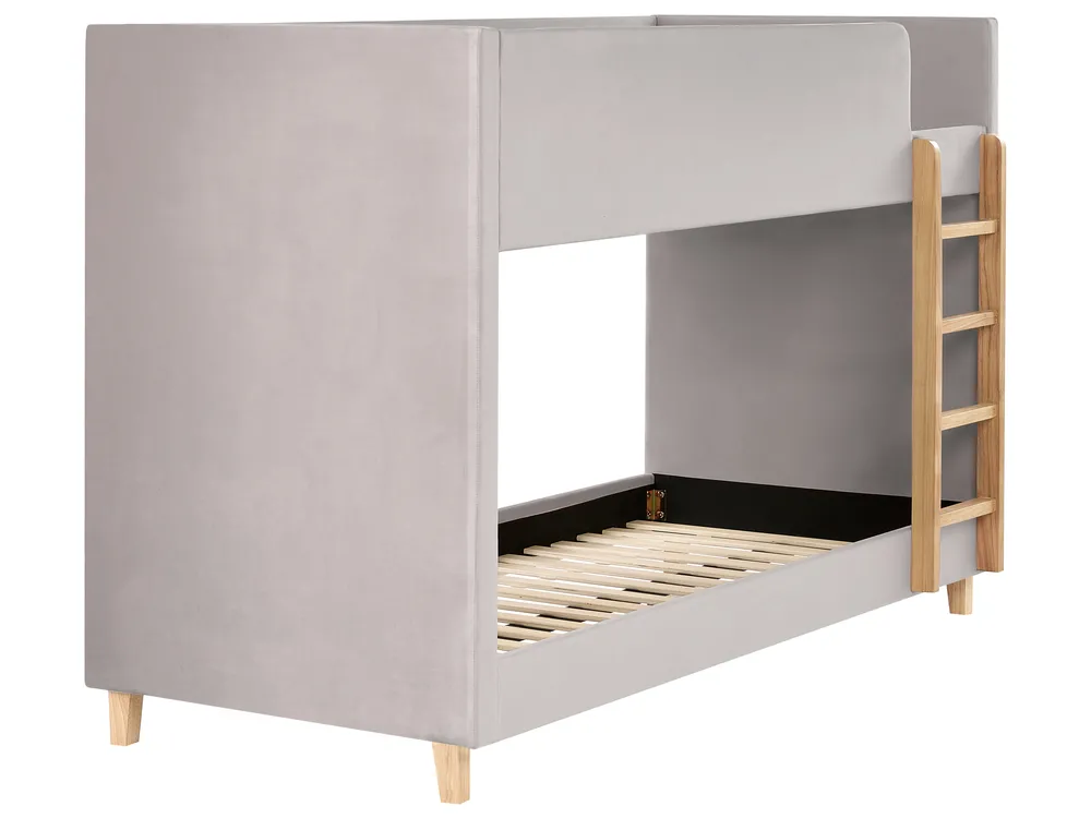 Bunk Bed Velvet CHOCQUES 90 x 200 cm (EU Single) Light Grey_1040680