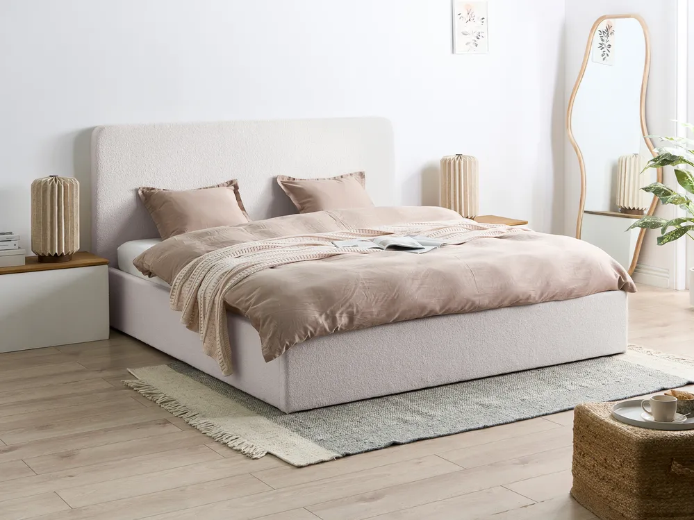 Ottoman Bed BRENON Boucle Off-White 180 x 200 cm (EU Super King)