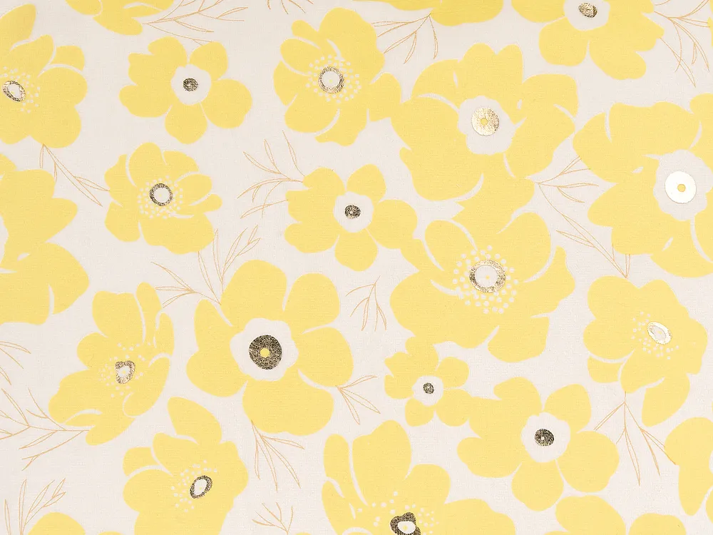 Set of 2 Decorative Cushions TRITELEIA 45 x 45 cm Velvet Yellow Floral Pattern_857874