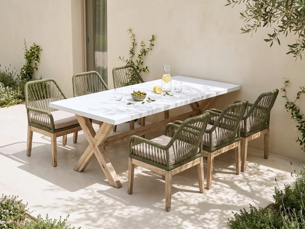 Garden Dining Set 6 Seater OLBIA Olive Green