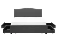 Bed with Storage Drawers MONTPELLIER Fabric Dark Grey 160 x 200 cm (EU King Size) LED_708649