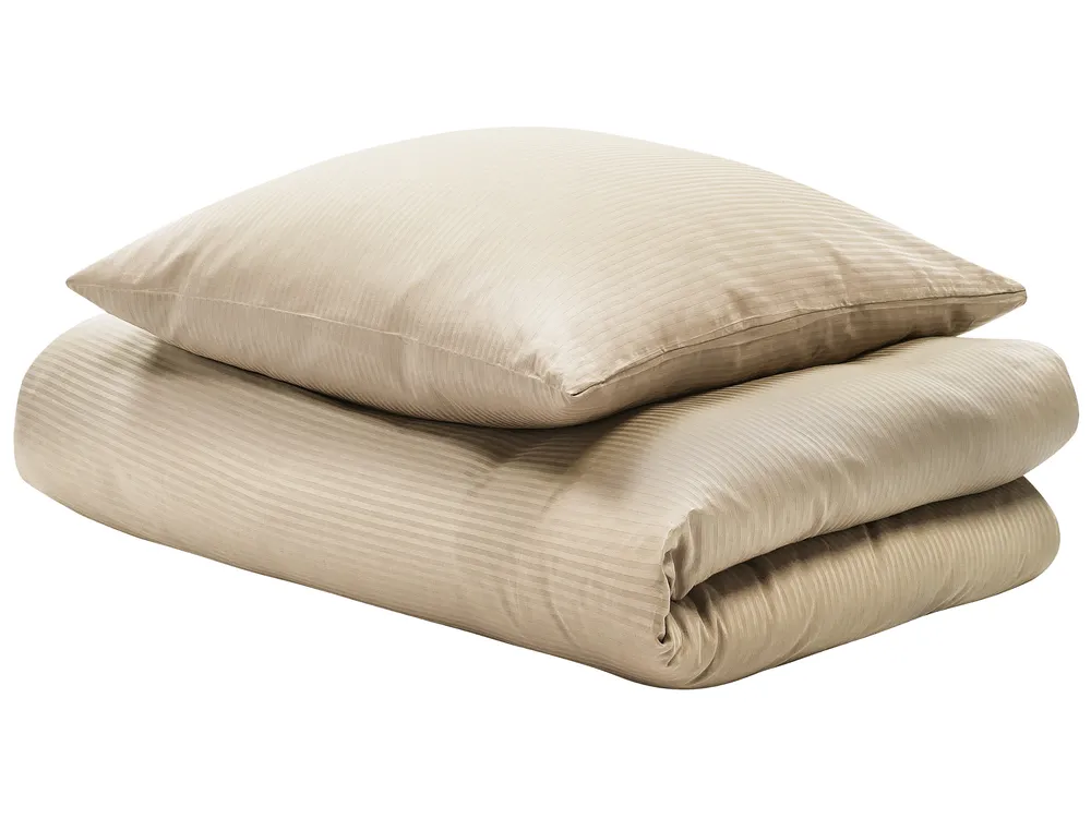 Duvet Cover Set AVONDALE 135 x 200 cm Sateen Cotton Beige_815149