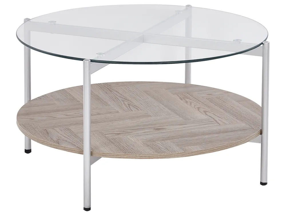 Coffee Table LOVELL Tempered Glass Silver