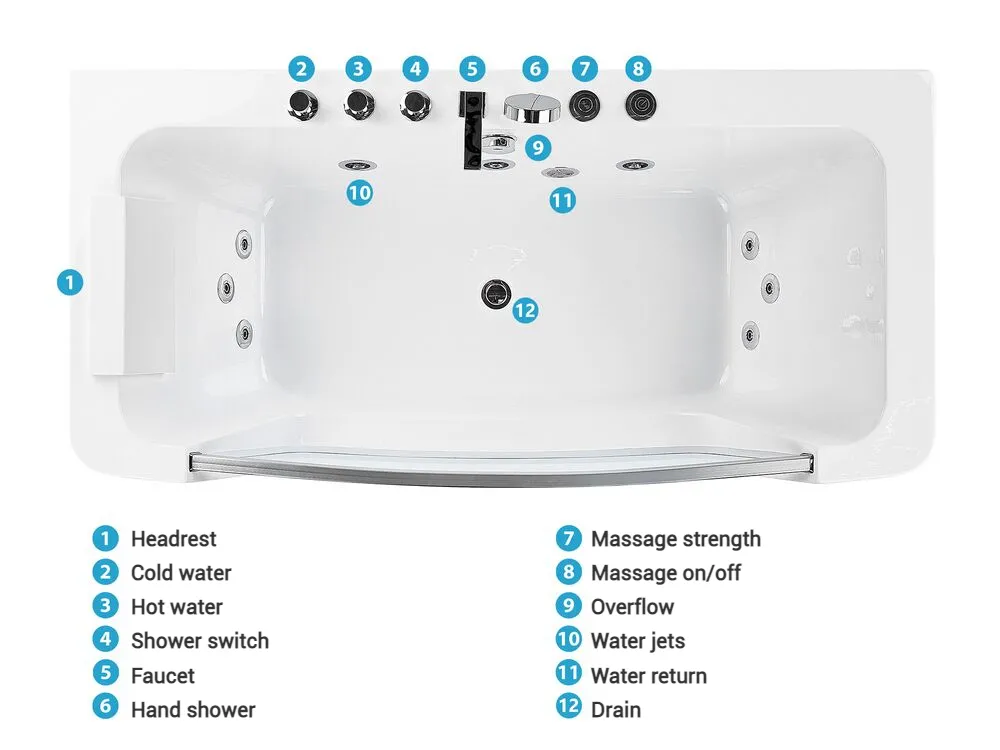 Corner Hot Tub BARRANCA 1700 x 850 mm White_809780