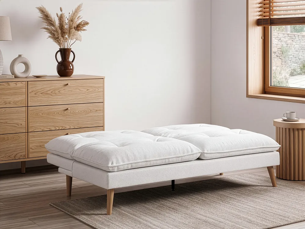 Sofa Bed 3 Seater YILA Fabric White_1056281